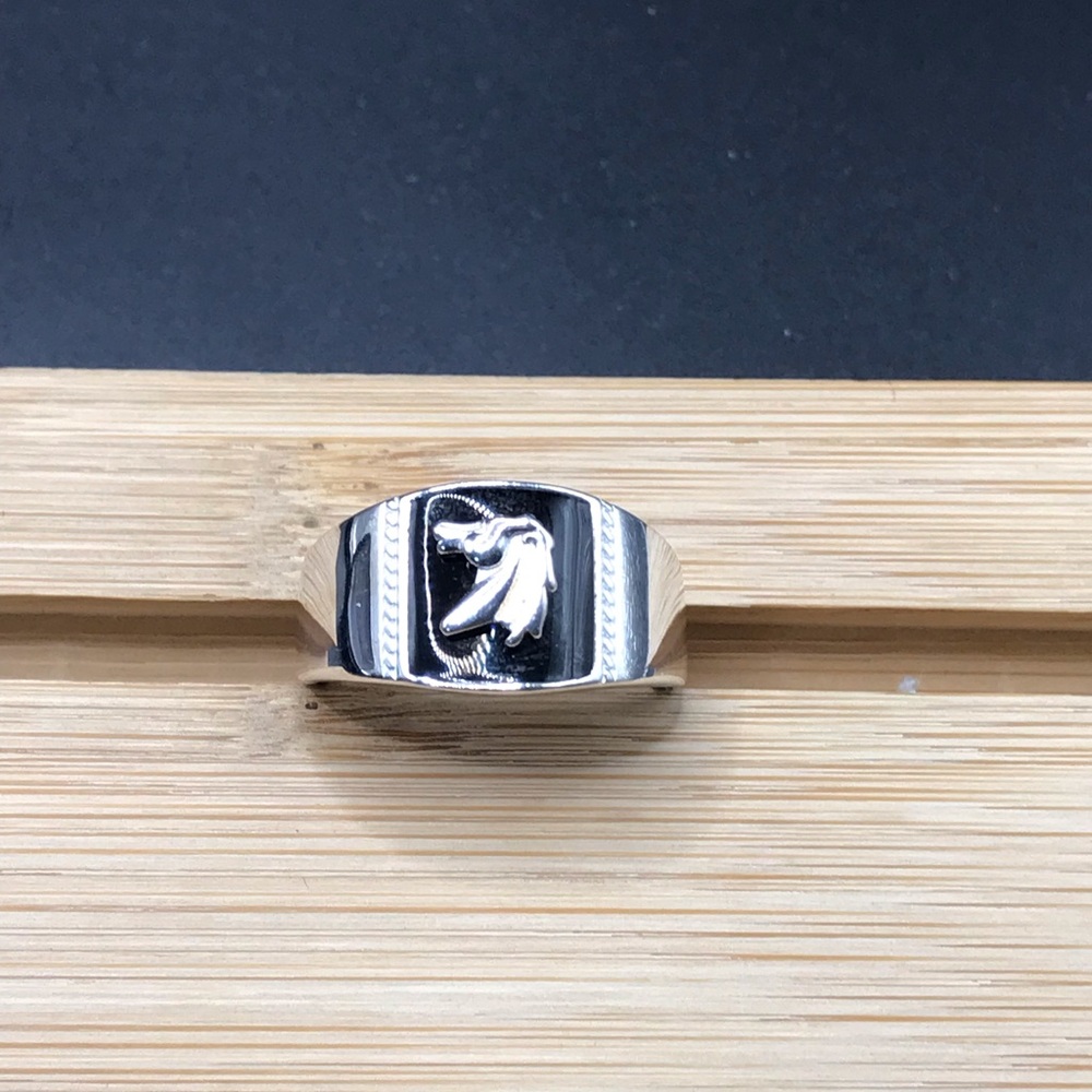 925 Sterling Silver Horse Men's Ring size 10.5 - Picture 7 of 12